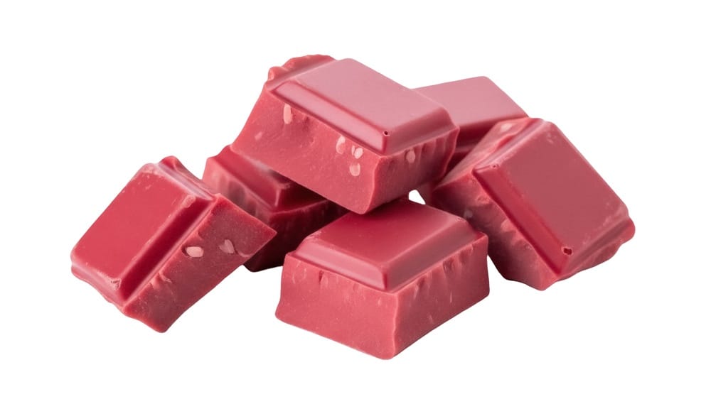 Carrés de chocolat ruby