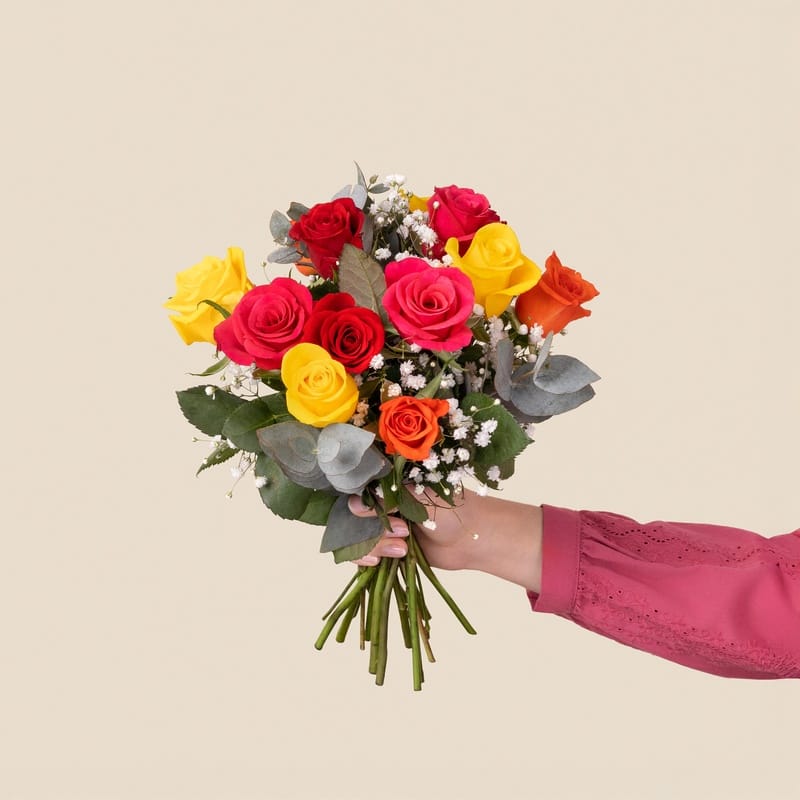 Bouquet de roses colorées