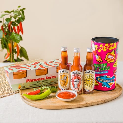 Coffret cadeau de piments à planter et sauces pimentées