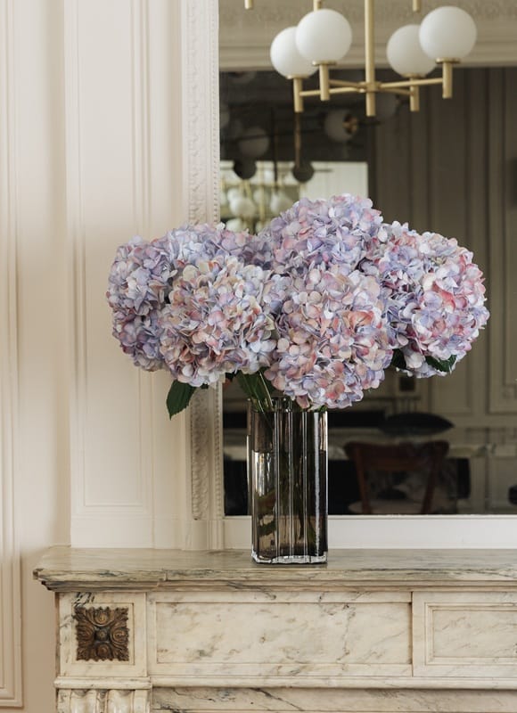 Bouquet d'hortensias dans un vase