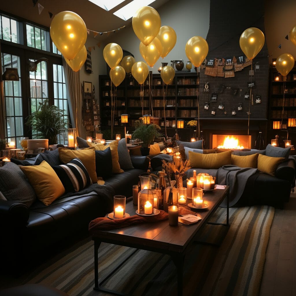 Salon décoré pour un anniversaire dans le thème Harry Potter