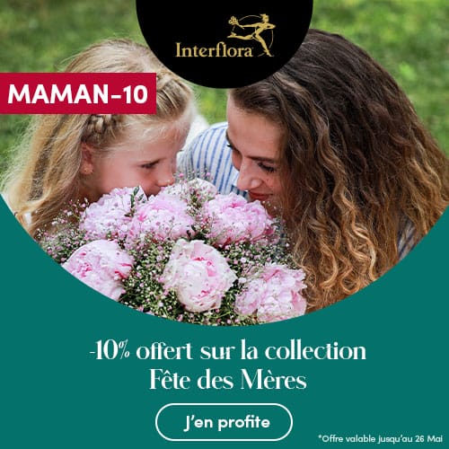 Promotion Interflora -10% de réduction sur la collection fête des mères avec le code MAMAN-10