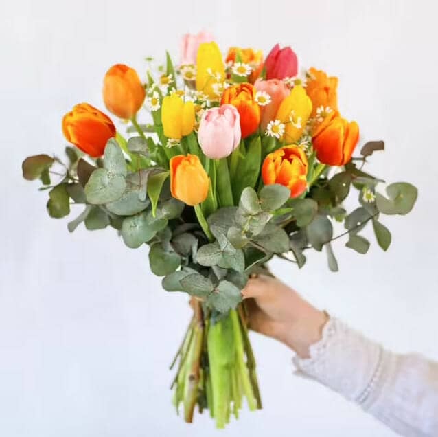 Bouquet de tulipes multicolores par Interflora