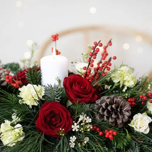 Centre de table de Noël avec bougie