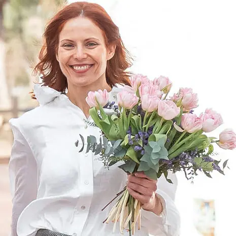 Bouquet tulipes roses pales