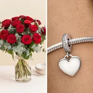 Roses rouges et son Charm Pandora