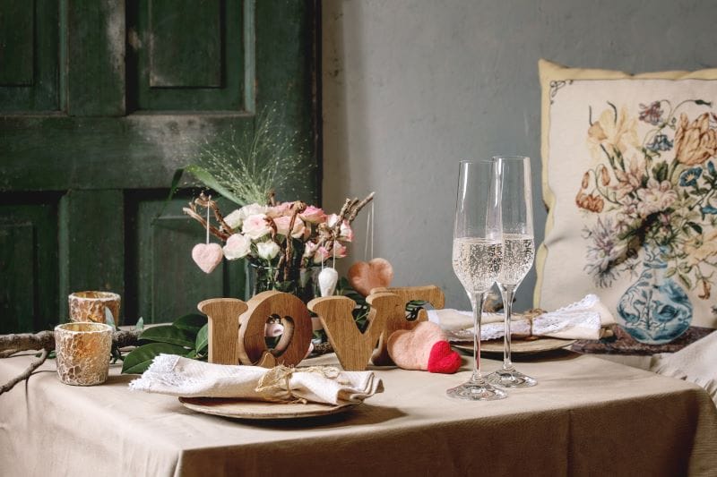 Table de Saint-Valentin raffinée