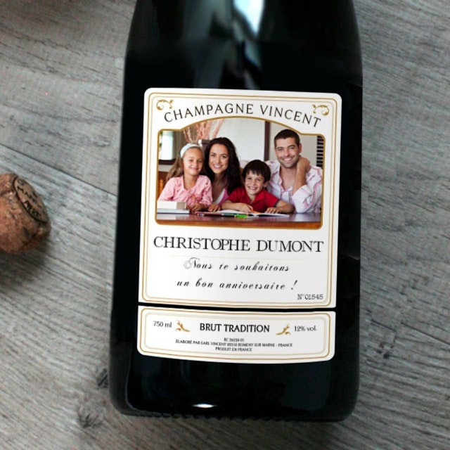 Bouteille de champagne personnalisée avec photo