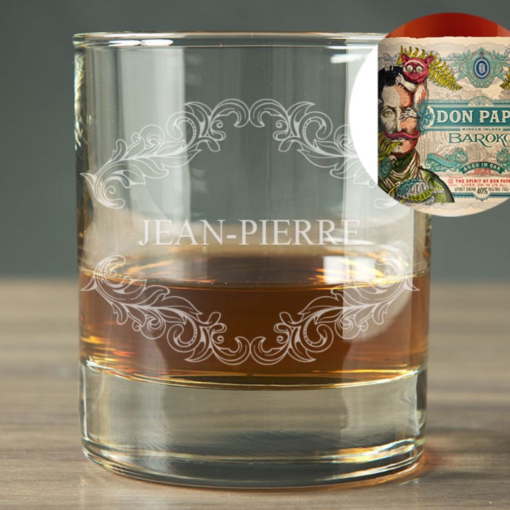 Bouteille de rhum Don Papa et verre personnalisé