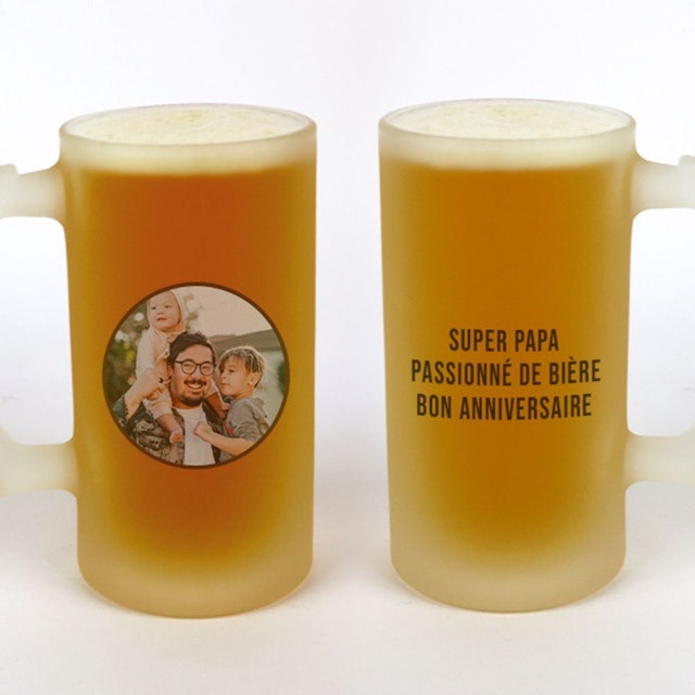 Chope de bière personnalisée avec photo
