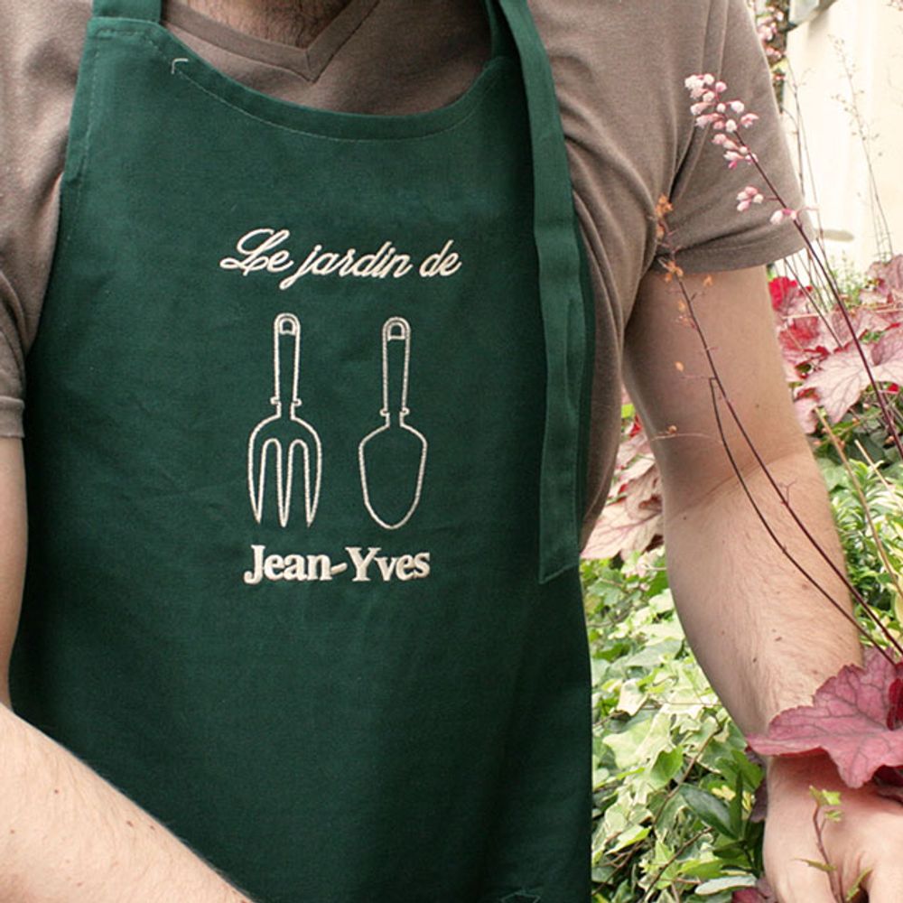 Tablier de jardinage personnalisé brodé