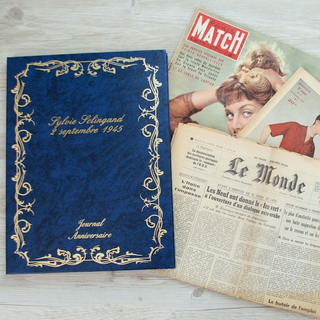 Journal du jour de naissance dans son coffret personnalisé