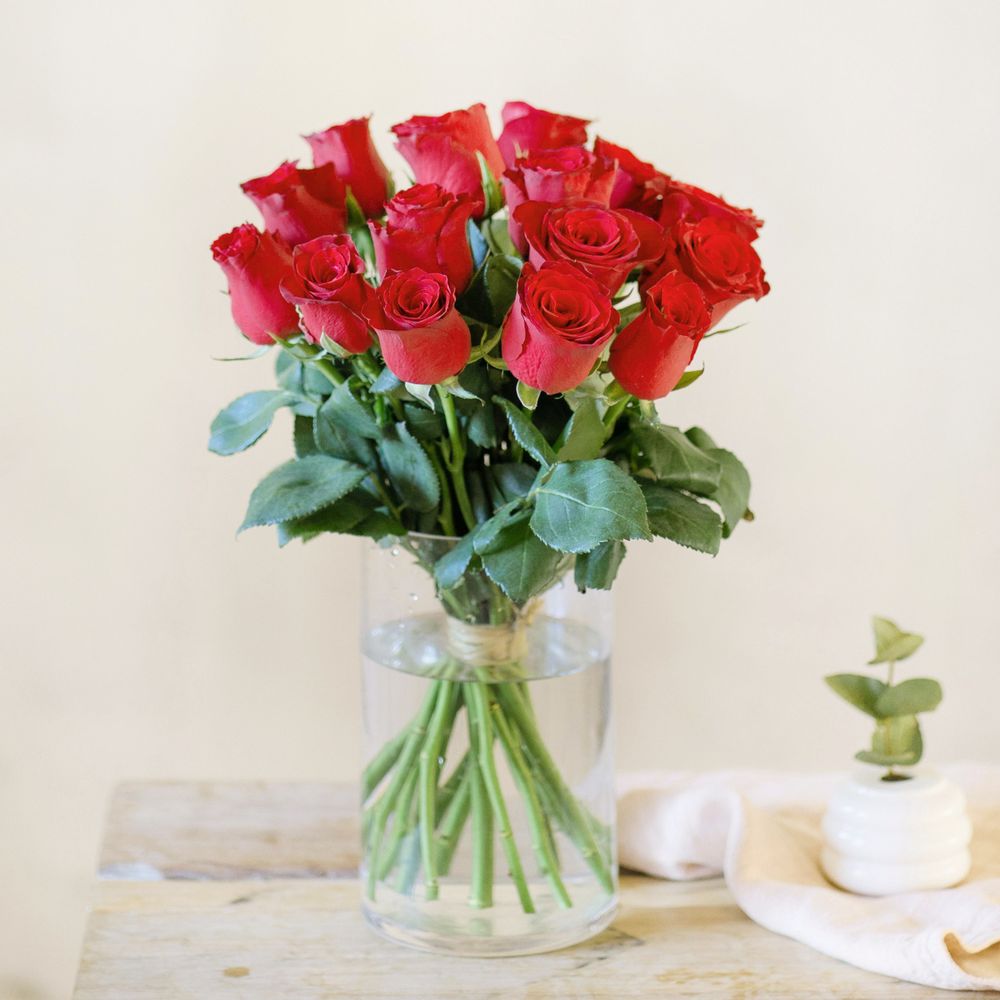 Brassée de grandes roses rouges