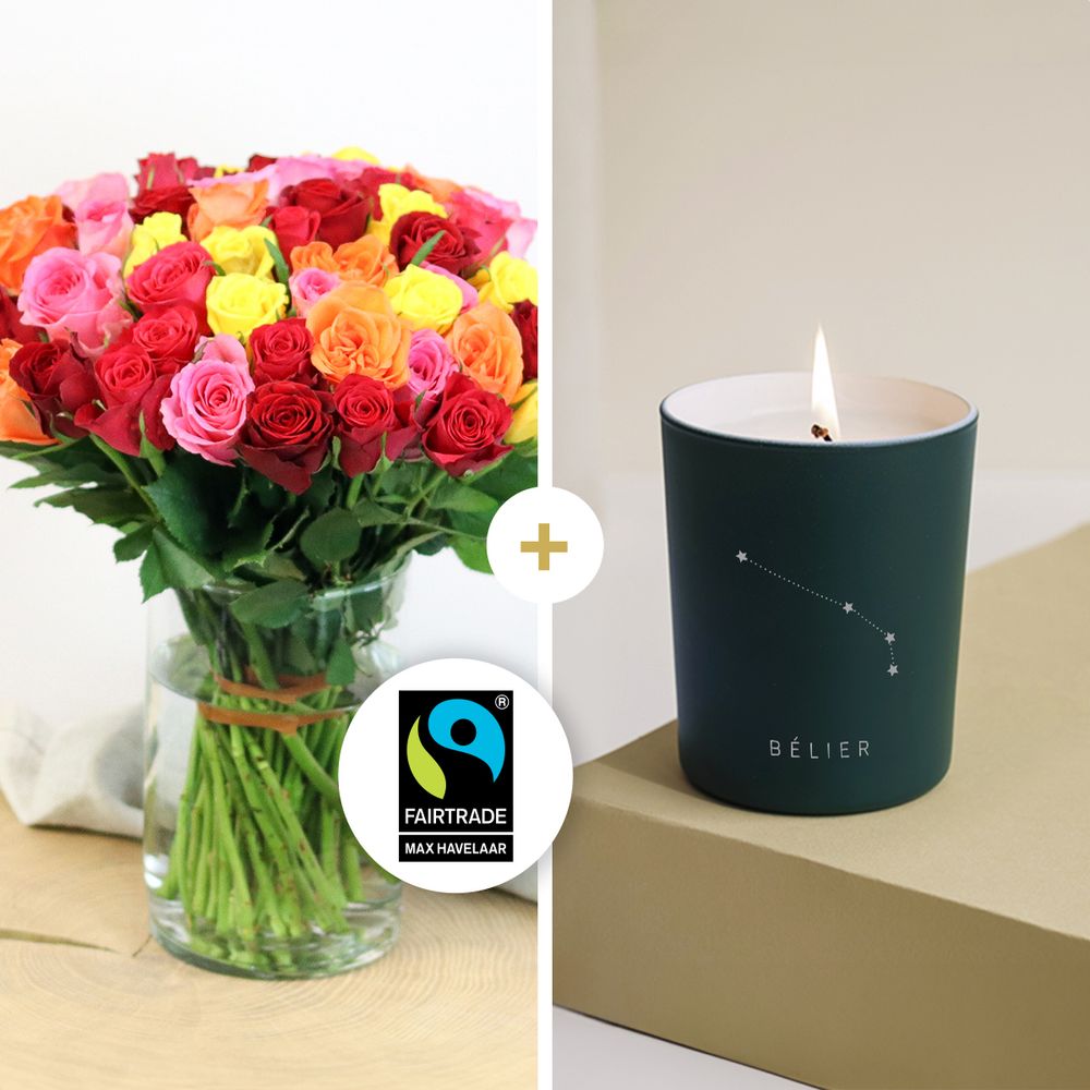 Brassée de roses multicolores - Bélier