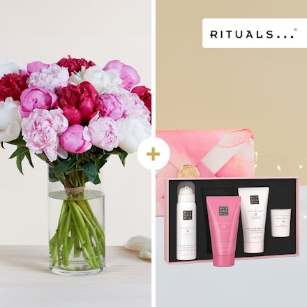 Brassée de pivoines et son coffret Rituals