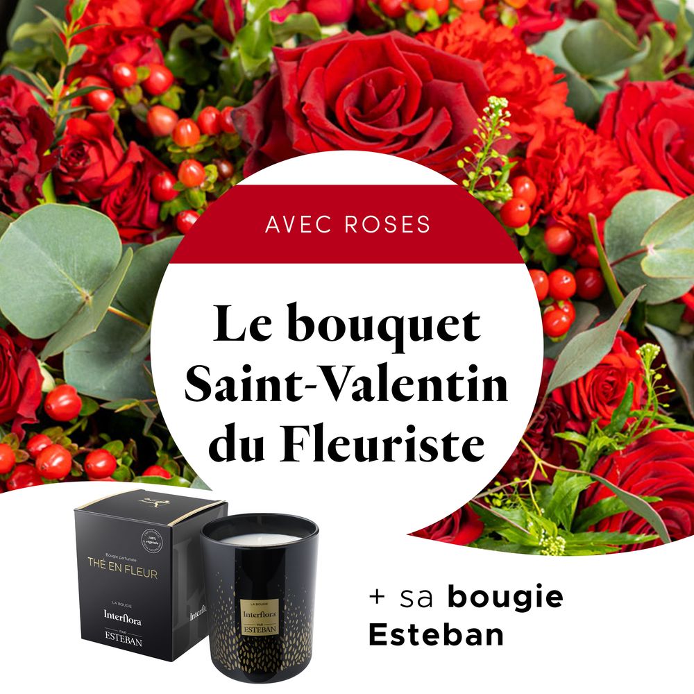 Le bouquet Saint Valentin du fleuriste & Bougie parfumée