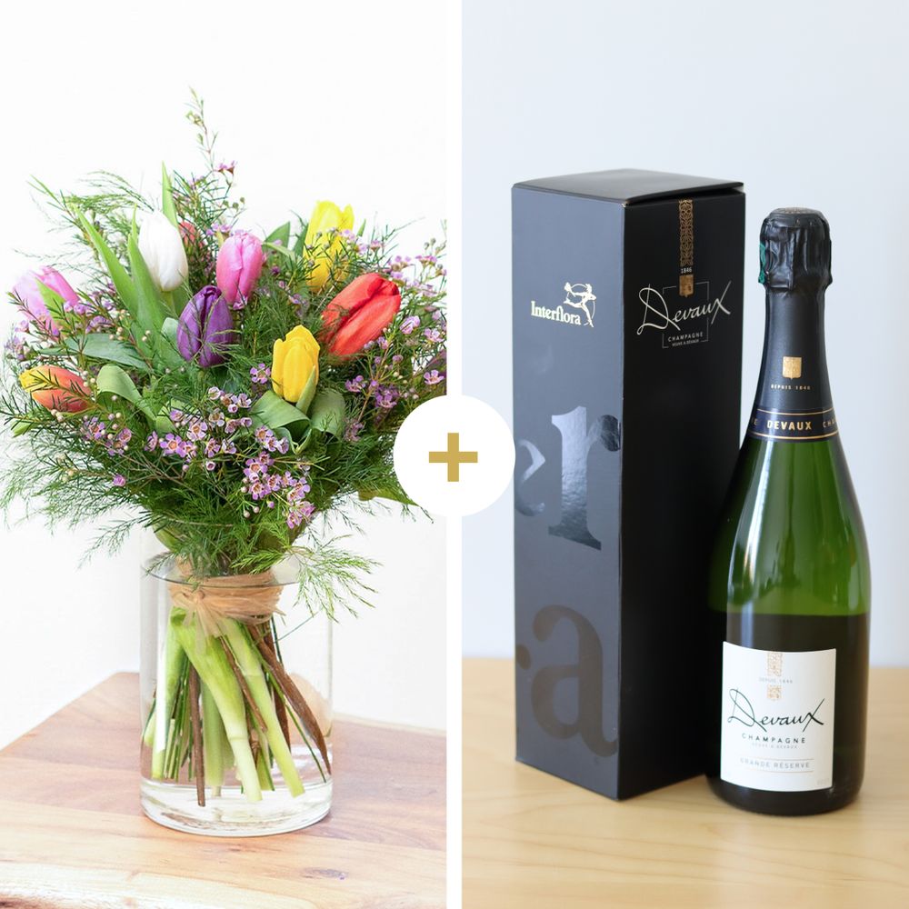 Bouquet de tulipes et son champagne