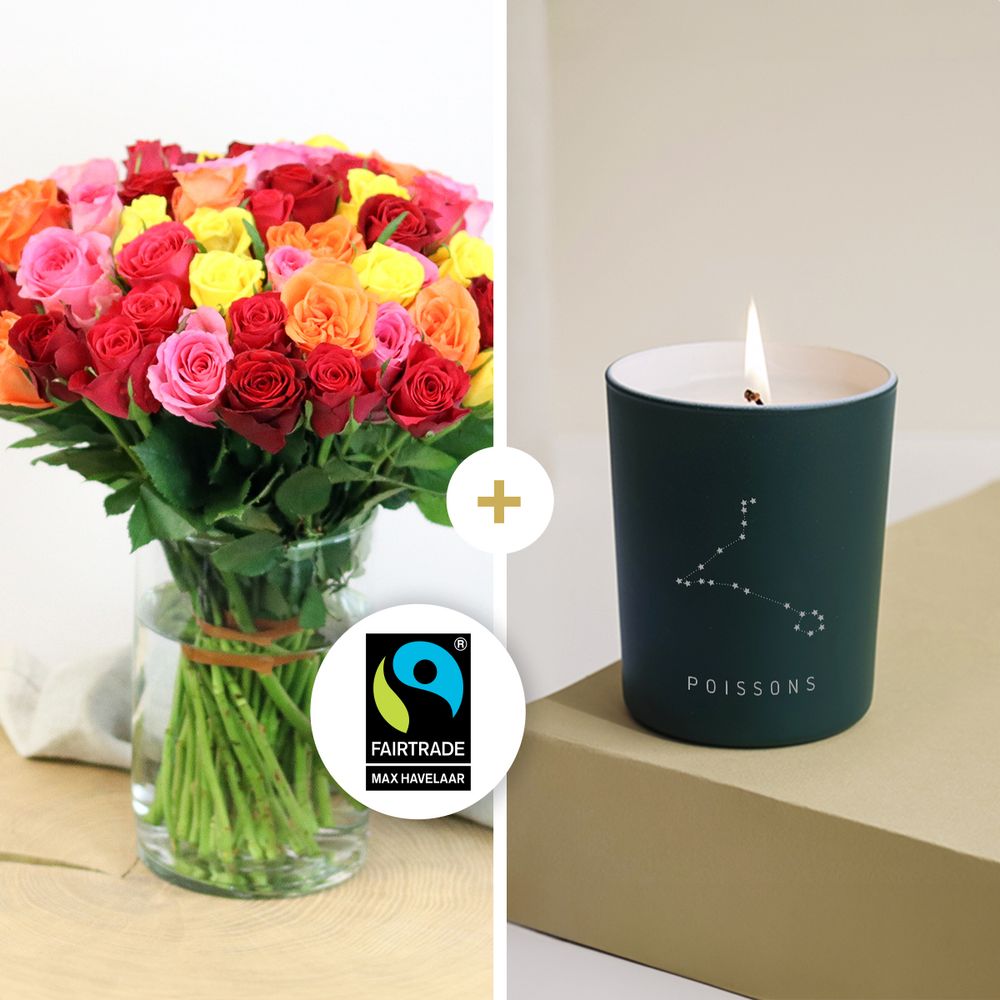 Brassée de roses multicolores - Poissons