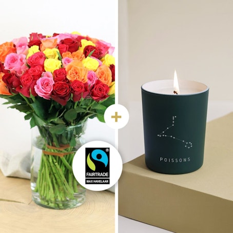 Brassée de roses multicolores - Poissons