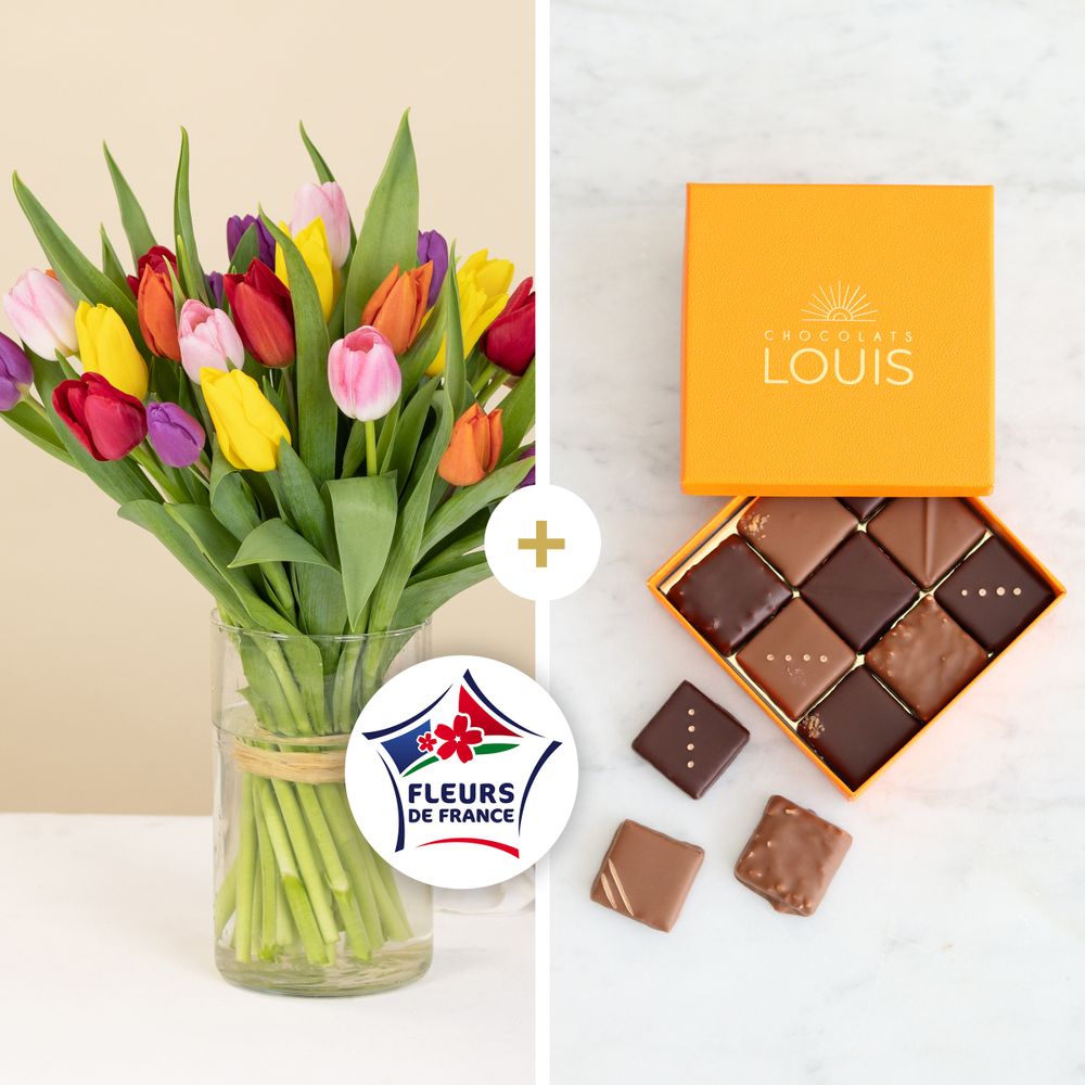 Brassée de tulipes et ses chocolats