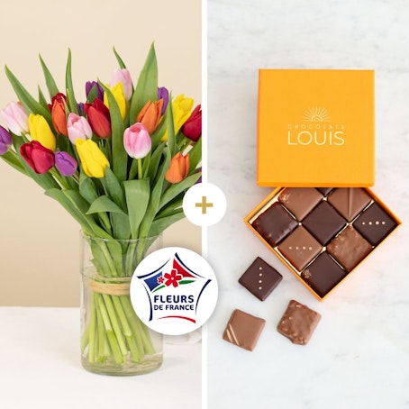 Brassée de tulipes et ses chocolats