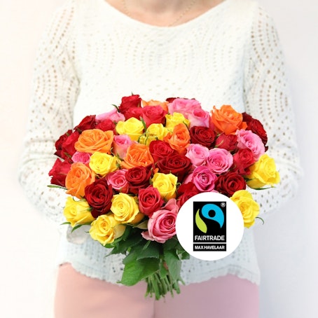 Brassée de roses multicolores Max Havelaar