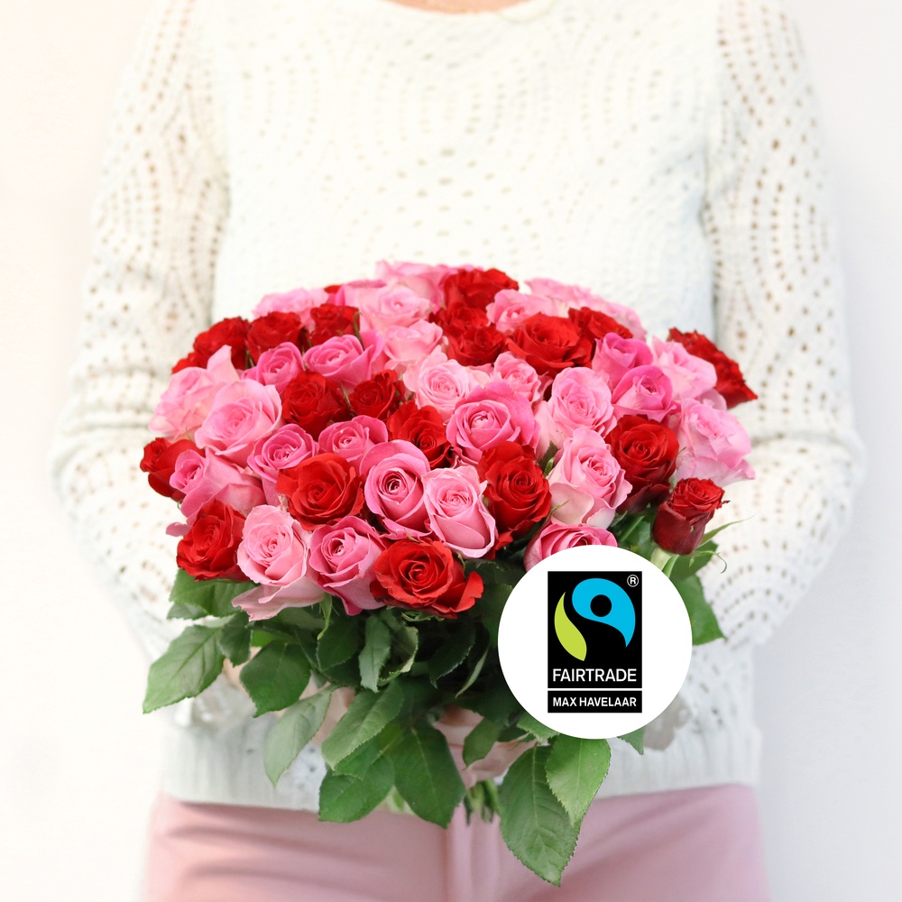 Brassée de roses roses Max Havelaar