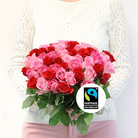 Brassée de roses roses Max Havelaar