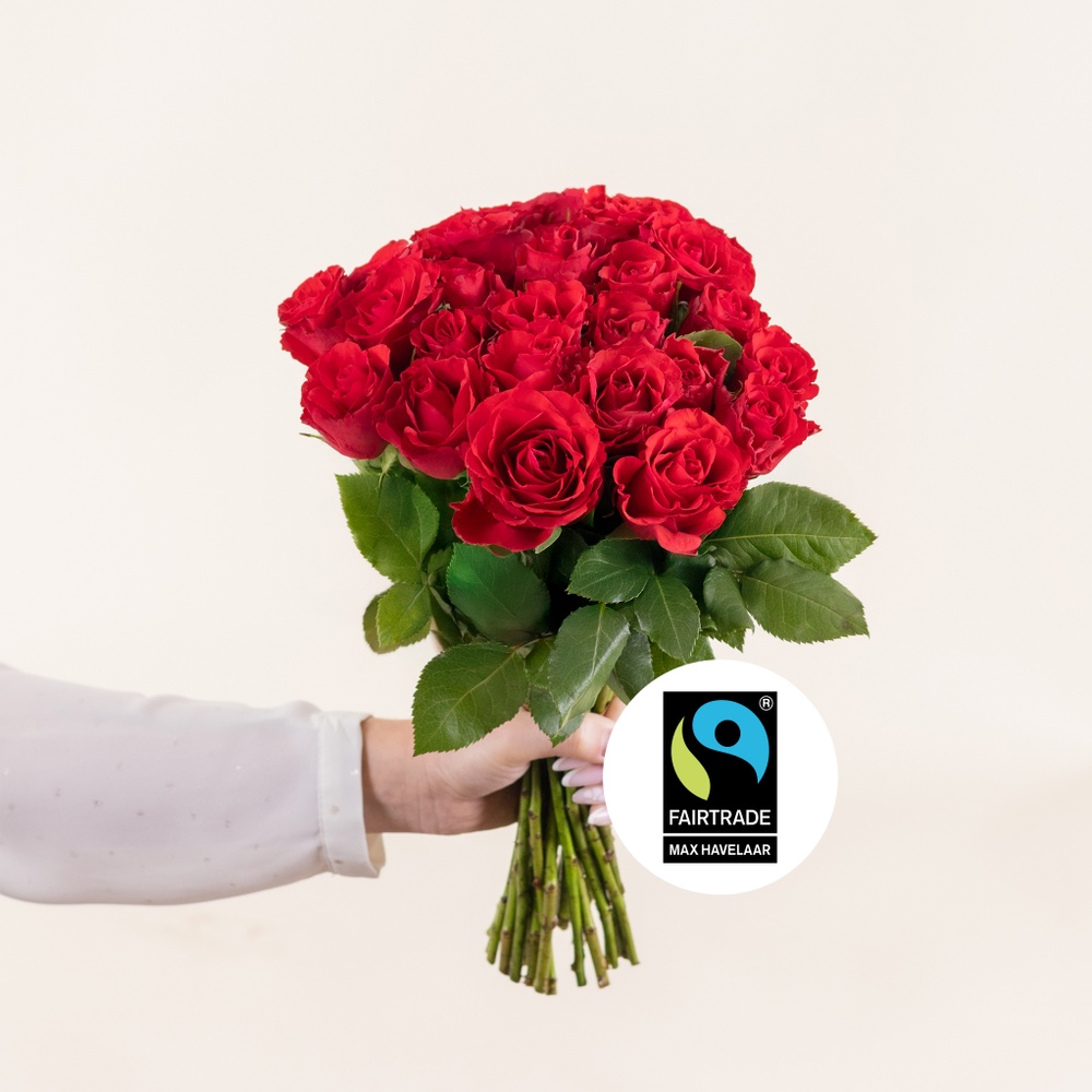 Brassée de roses rouges Max Havelaar