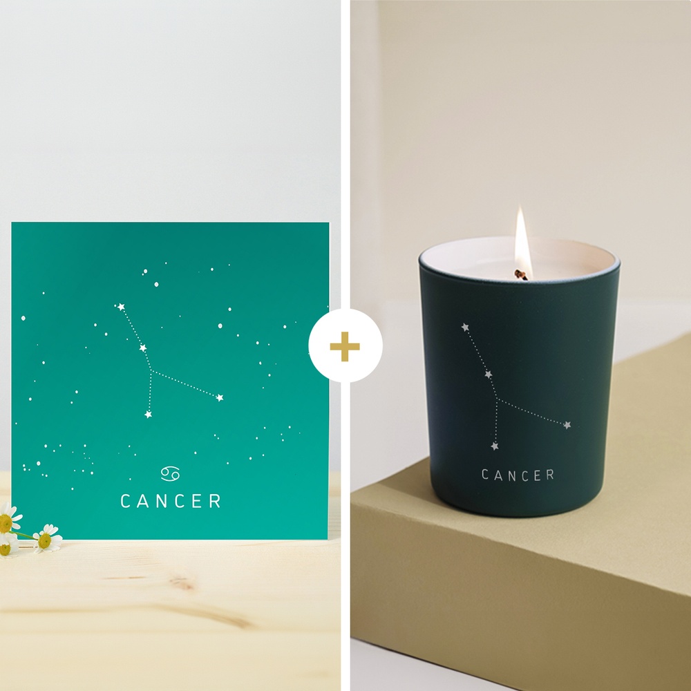 Bougie astrale Cancer et sa carte message