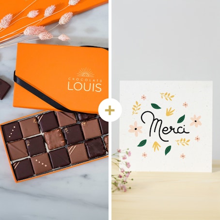 Chocolats et sa carte message merci