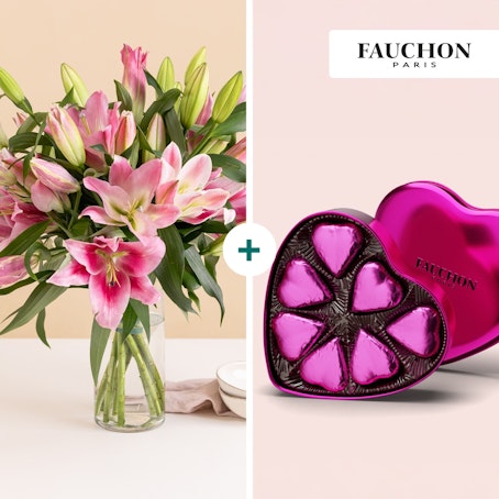 Brassée de lys et son coeur Fauchon