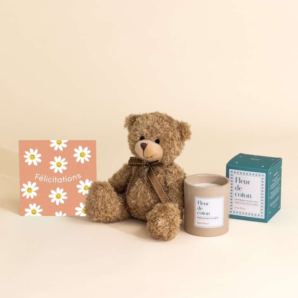 Le Rêveur - Bougie, ourson & carte message