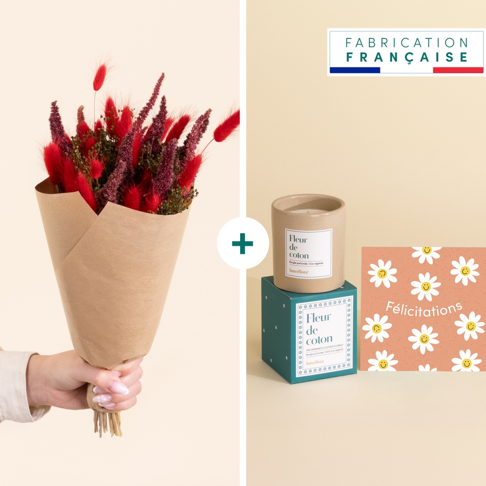 Le Délicat - Fleurs séchées, bougie & carte