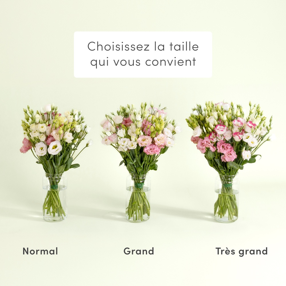 Bouquet De Lisianthus Frais - Mix Rose, Blanc, Violet - Idéal Cadeau Anniversaire Ou Remerciement - 5