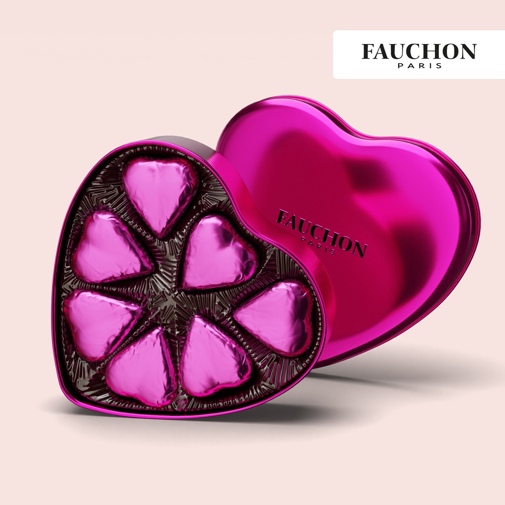 Brassée de roses et son coeur Fauchon