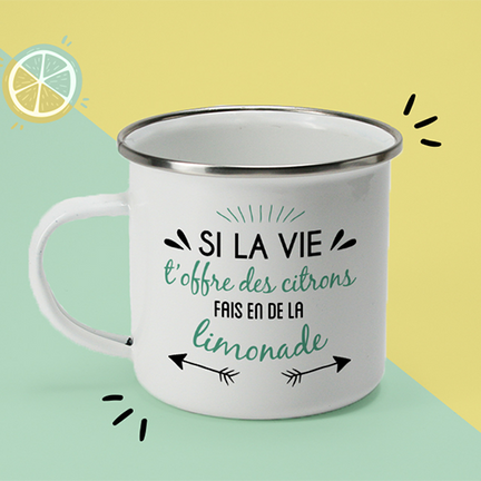Mug émaillé message positif