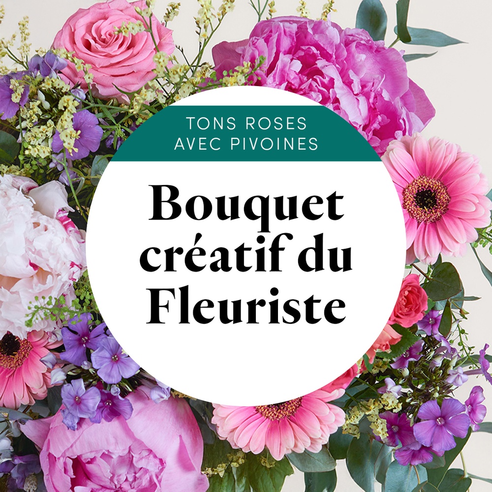 Bouquet du fleuriste rose avec pivoines