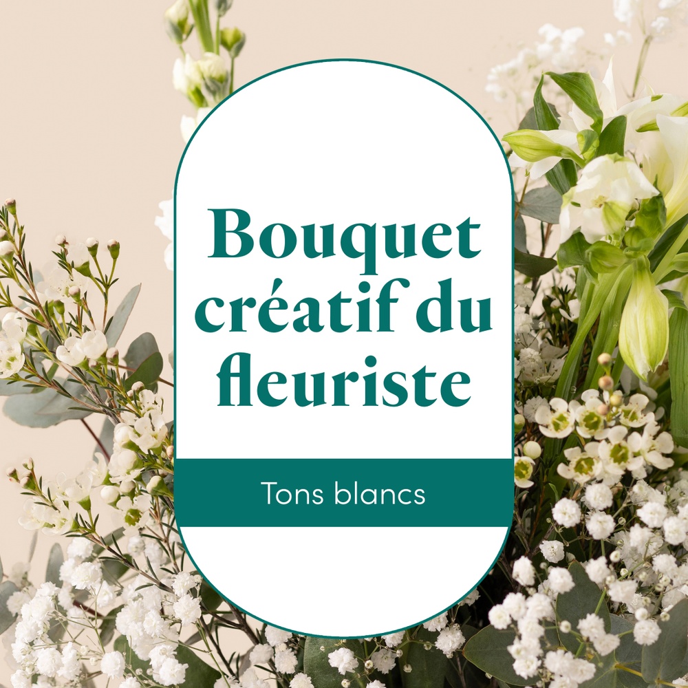 Le bouquet créatif du fleuriste blanc