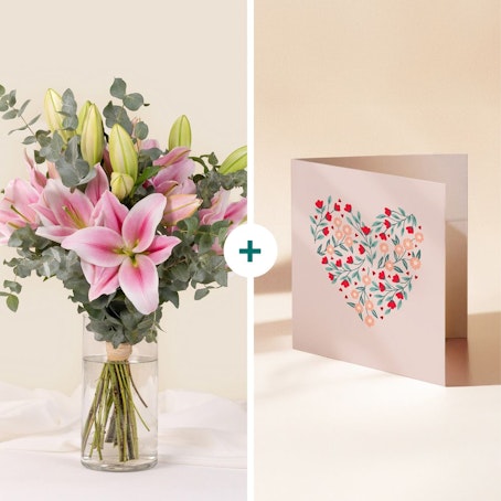 Nos magnifiques lys et sa carte message à personnaliser