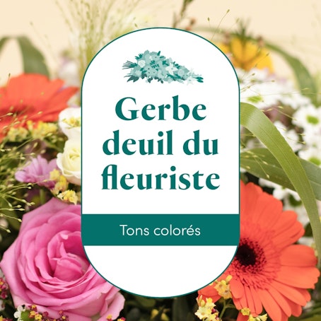Gerbe deuil du fleuriste - tons colorés