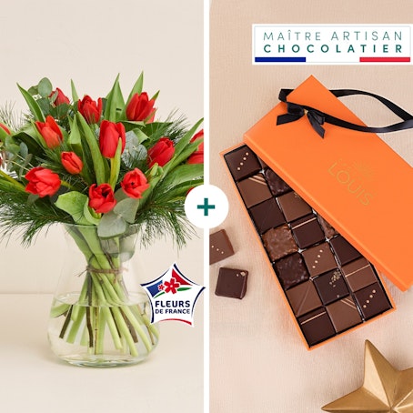 Bouquet de tulipes et chocolats