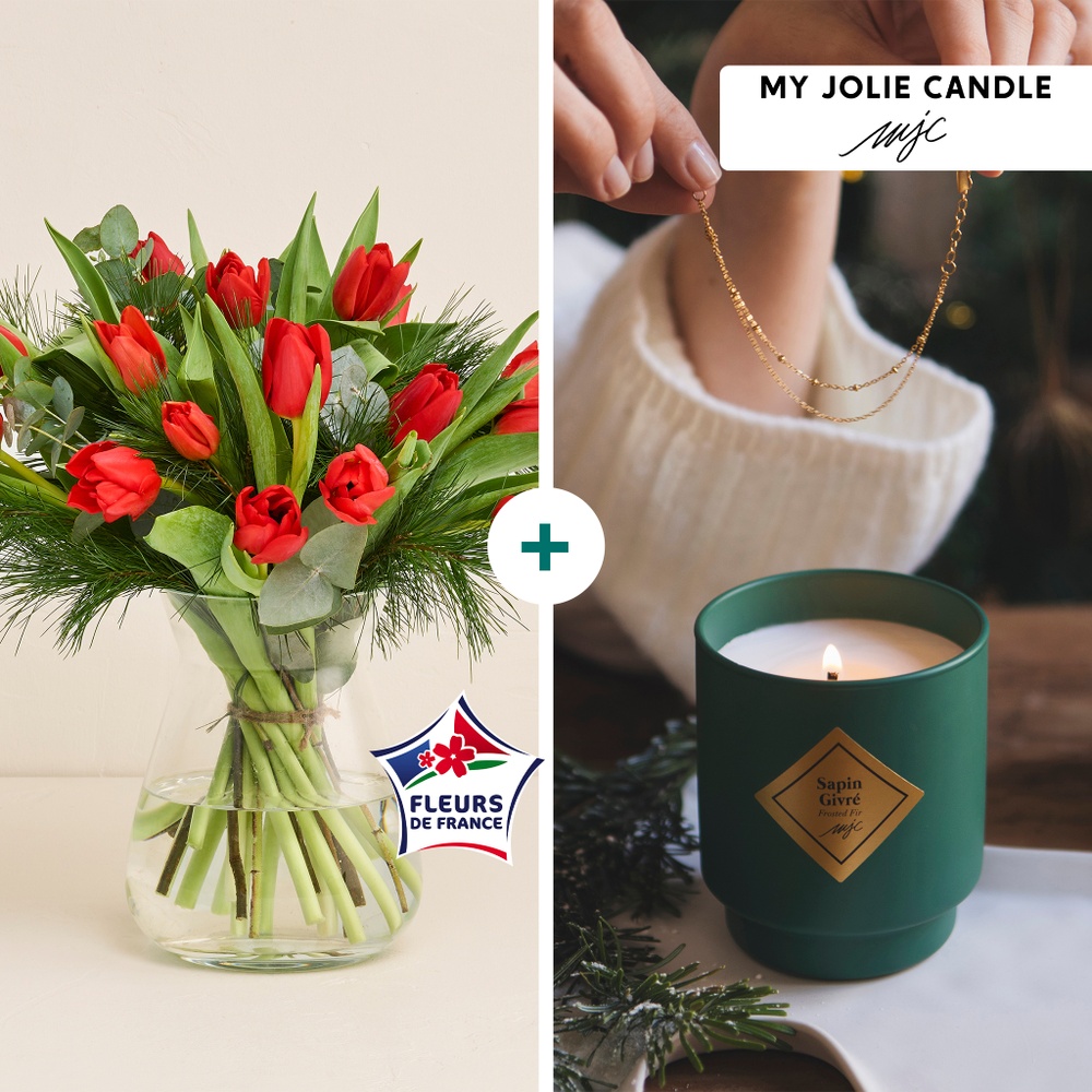 Tulipes et sa bougie surprise de Noël