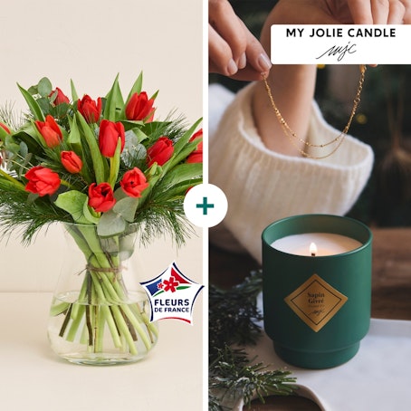 Tulipes et sa bougie surprise de Noël