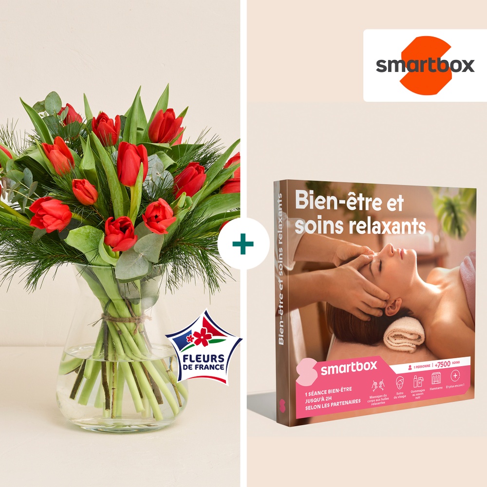 Duo tulipes et Smartbox Bien-être et soins relaxants