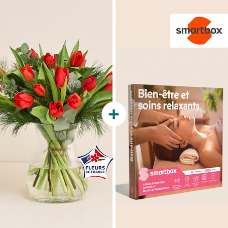 Duo tulipes et Smartbox Bien-être et soins relaxants