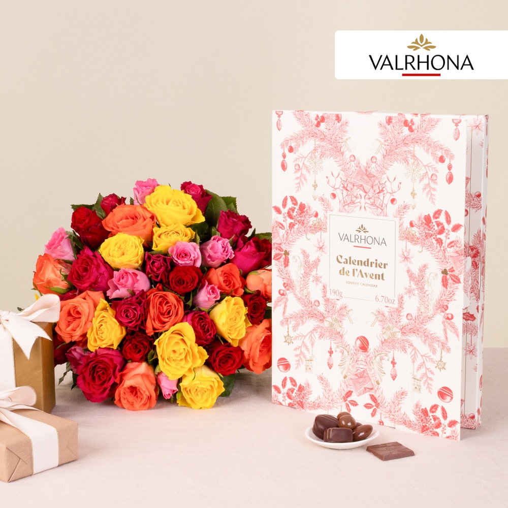 Roses et son calendrier de l'Avent Valrhona