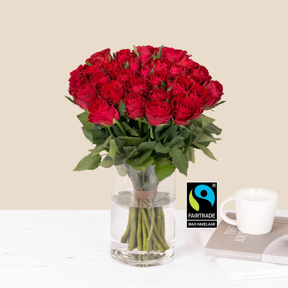 Brassée de roses rouges Max Havelaar