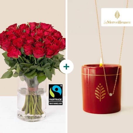 Roses et sa bougie surprise Bijou avec cristaux Swarovski