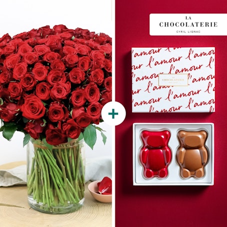 101 roses et Oursons guimauve - La Chocolaterie Cyril Lignac